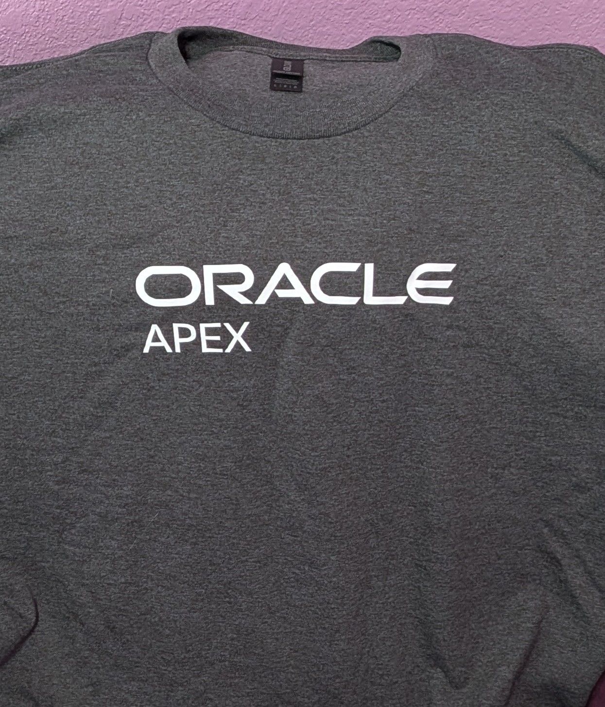 Heather gray tee with screen-printed Oracle APEX logo